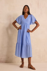 CAMILLE FLOWY SHORT-SLEEVED DRESS