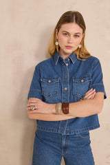 DIEGO BLUE SHORT-SLEEVE DENIM SHIRT