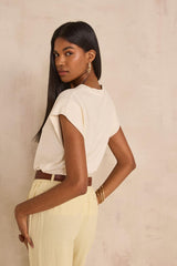 LOIC CREAM HEMP AND COTTON BLEND T-SHIRT