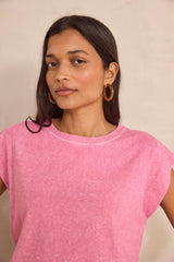 LOIC PINK HEMP AND COTTON BLEND T-SHIRT