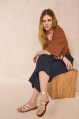 LIANA CARAMEL 3/4 SLEEVE T-SHIRT