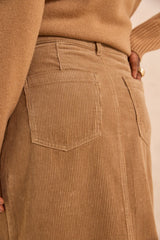 VAYA LIGHT CAMEL STRAIGHT CORDUROY SKIRT