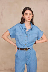 DULCINEA SHORT-SLEEVE DENIM SHIRT
