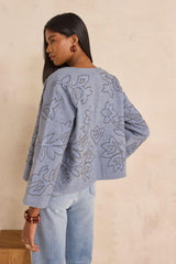 VITALIE PETROL EMBROIDERED COTTON JACKET