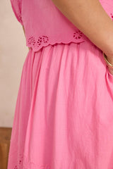 BRUNE PINK EMBROIDERED COTTON SKIRT