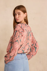 MALOE PRINTED LONG SLEEVE BLOUSE