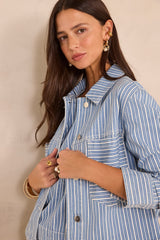 CARLA STRIPED LONG-SLEEVE BLENDED COTTON