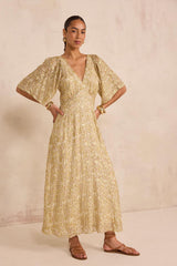 BRIDGET SHINY PRINT FLOWY DRESS