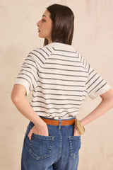 LILAC STRIPED COTTON T-SHIRT