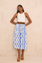 BRUNE PRINTED FLOWY MIDI SKIRT IN COTTON