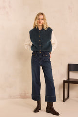 STELLA WIDE CROPPED COTTON BLEND JEANS