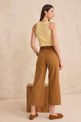 MAE WIDE CROPPED COTTON BLEND TROUSERS