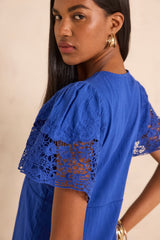 PAULINE SHORT-SLEEVED EMBROIDERED COTTON DRESS