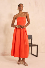 BETTY GERANIUM STRAPLESS DRESS