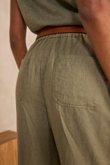 TERRY LEAF LOOSE LINEN TROUSERS