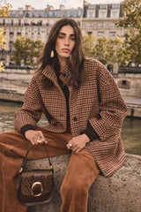 CELIA HOUNDSTOOTH WOOL BLEND COAT