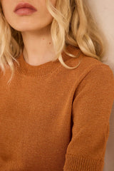 AMANDA OCHER SHORT SLEEVE COTTON BLEND SWEATER