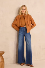 AMANDA OCHER SHORT SLEEVE COTTON BLEND SWEATER