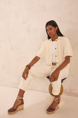 ADELE CREAM SHORT SLEEVE CARDIGAN