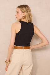 LEOPOLD BLACK COTTON BLEND TANK TOP