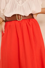 BRUNE GERANIUM FLOWY MIDI COTTON SKIRT