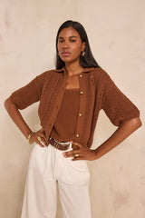 ADELE CARAMEL SHORT SLEEVE CARDIGAN