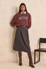 OPHELIE GREY MIDI SKIRT