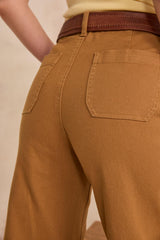 MAE WIDE CROPPED COTTON BLEND TROUSERS