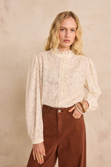 WONDER PUFFED SLEEVES LACE BLOUSE