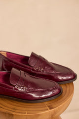ORNELLA BURGUNDY LEATHER MOCASSIN