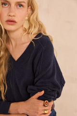 BARY NAVY V-NECK CASHMERE SWEATER