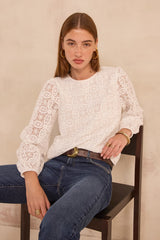 MALIE LONG SLEEVE LACE BLOUSE