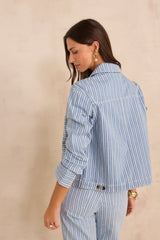 CARLA STRIPED LONG-SLEEVE BLENDED COTTON