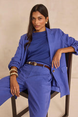 NELIA LAVENDER LINEN BLEND TAILORED JACKET
