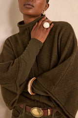ALISTAIR KHAKI BATWING SWEATER