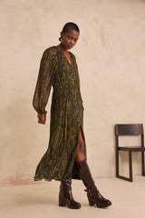 PEPITE FLUID FIR GREEN VISCOSE DRESS