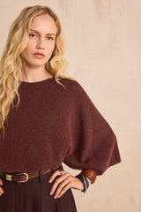 CODY EGGPLANT 3/4 SLEEVE CASHMERE SWEATER