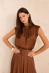MARLON SLEEVELESS SATIN BLOUSE