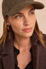 GABBY KHAKI CHECKED CAP