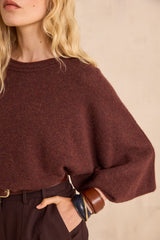 CODY EGGPLANT 3/4 SLEEVE CASHMERE SWEATER