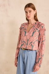 MALOE PRINTED LONG SLEEVE BLOUSE