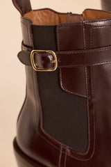 OCEANE CHOCOLATE HEELED LEATHER ANKLE BOOTS