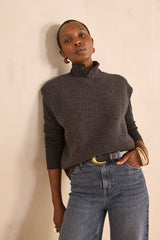 AUGUSTIN SLEEVELESS WOOL AND YAK BLEND SWEATER