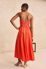 BETTY GERANIUM STRAPLESS DRESS