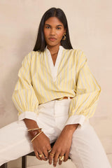 DOUGLAS STRIPED LONG SLEEVE BLOUSE