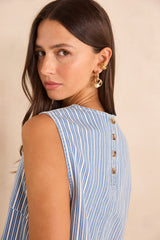 DENVER STRIPED SLEEVELESS MIXED COTTON TOP