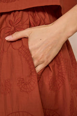 OLIE BRICK EMBROIDERED SKIRT