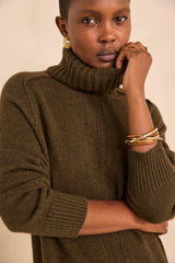 PARFAITE KHAKI STRAIGHT KNIT MIXED WOOL DRESS