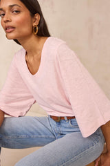 LIANA PALE PINK 3/4 SLEEVE T-SHIRT