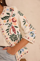 VOLTIGE EMBROIDERED LONG SLEEVE COTTON JACKET
